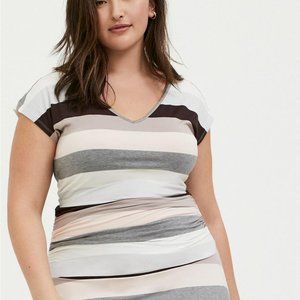 Torrid Striped Super Soft Knit Maxi Jersey Shirred Dress Size 1